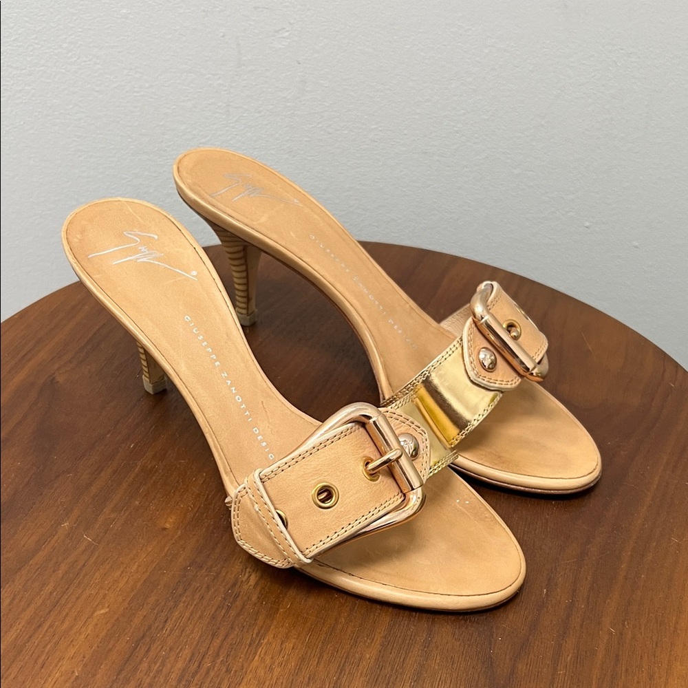Giuseppe Zanotti Tan Sandals with Gold Accents